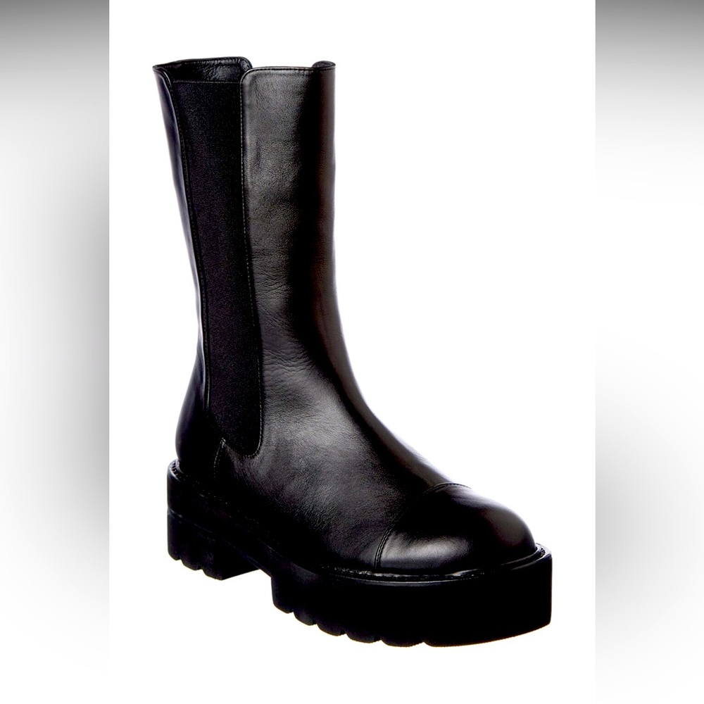 Stuart Weitzman black Leather lug sole booties size 8.5 nwt never worn with box